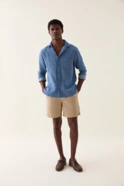 Newick Steel Blue Double Cloth Shirt -Buff Shop Newick Blue Cloth Shirt1
