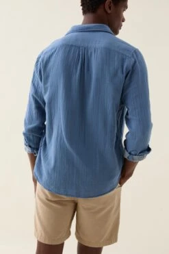 Newick Steel Blue Double Cloth Shirt -Buff Shop Newick Blue Cloth Shirt3