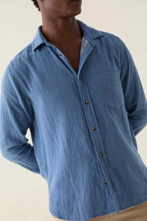 Newick Steel Blue Double Cloth Shirt - Image 2