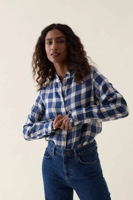 Ockley Gingham Ruffle Linen Shirt - Image 3