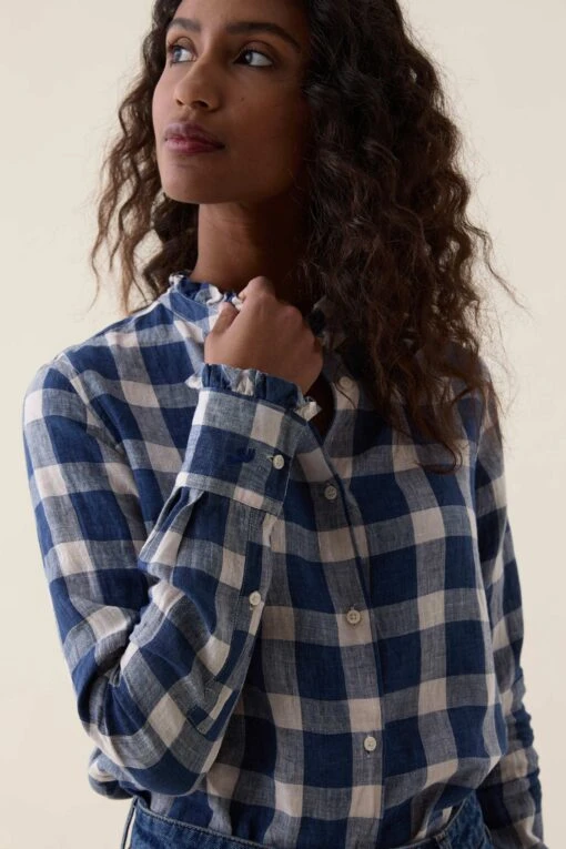 Ockley Gingham Ruffle Linen Shirt - Image 2