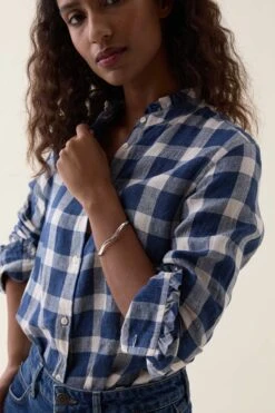 Ockley Gingham Ruffle Linen Shirt -Buff Shop Ockley Gingham Ruffle Shirt5
