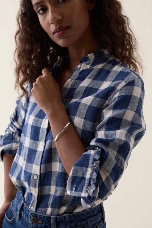 Ockley Gingham Ruffle Linen Shirt - Image 4