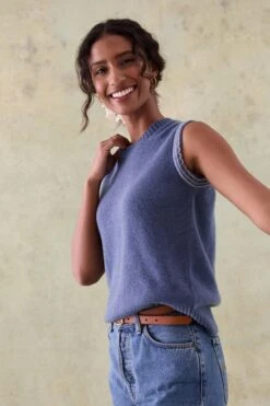 Peaslake Mid Blue Knitted Vest -Buff Shop Peaslake Mid Blue Knitted Vest6