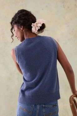 Peaslake Mid Blue Knitted Vest -Buff Shop Peaslake Mid Blue Knitted Vest7