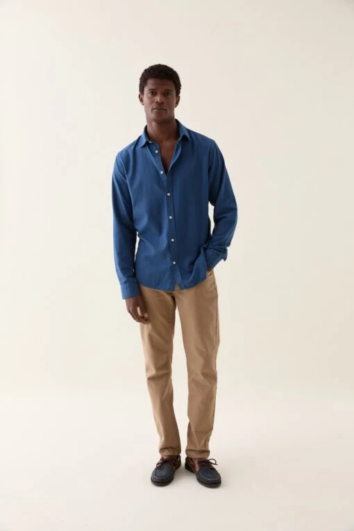 Shaw Indigo Lightweight Herringbone Shirt - Image 2
