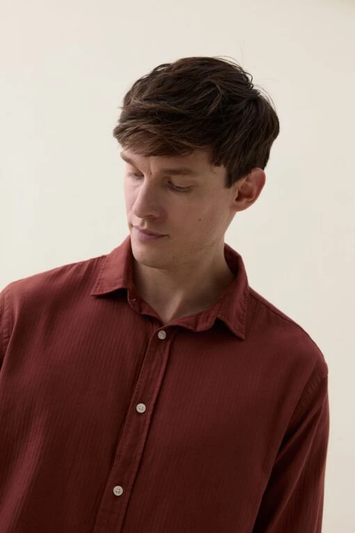 Shaw Rust Lightweight Herringbone Shirt - Image 3