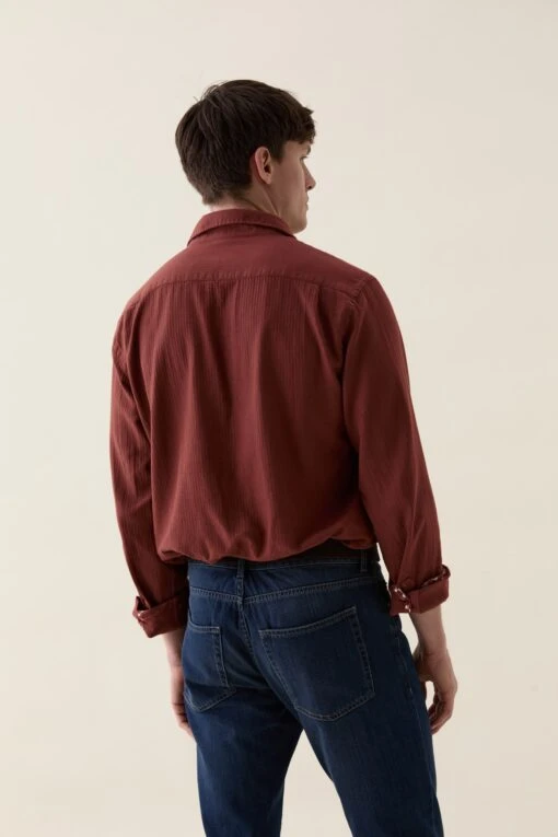 Shaw Rust Lightweight Herringbone Shirt - Image 4