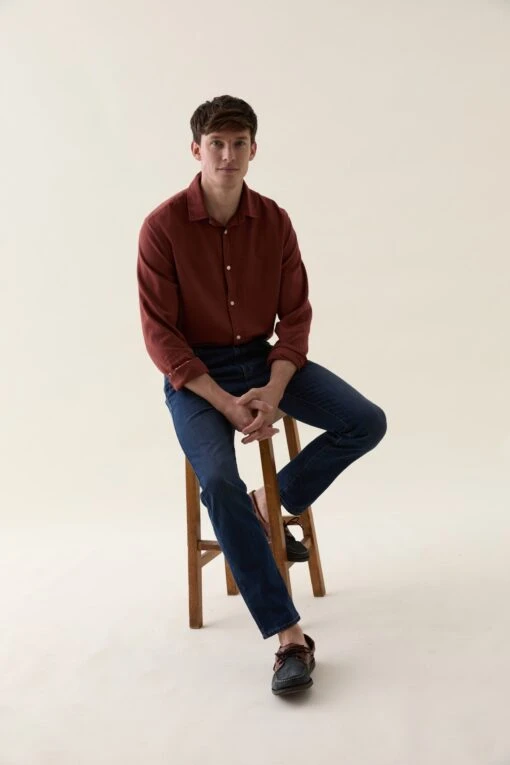 Shaw Rust Lightweight Herringbone Shirt - Image 2
