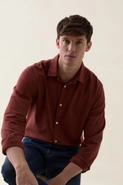 Shaw Rust Lightweight Herringbone Shirt