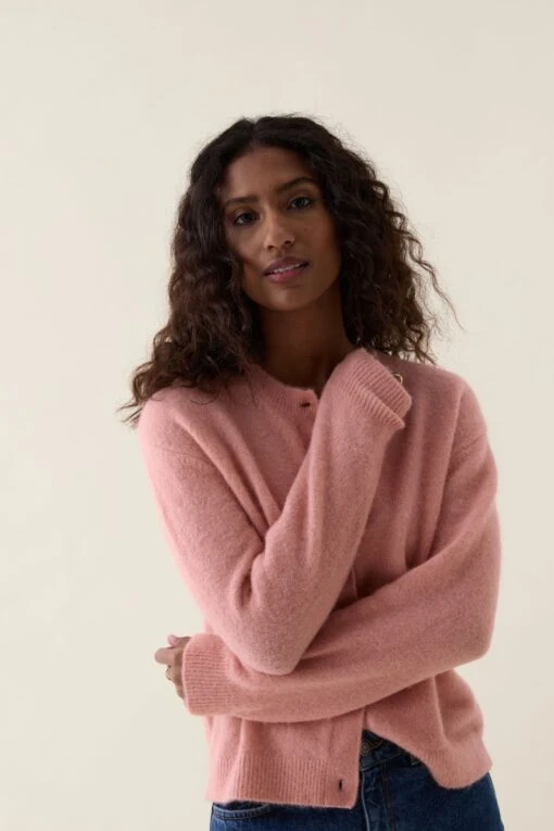 Sidley Pink Crew Neck Cardigan - Image 3