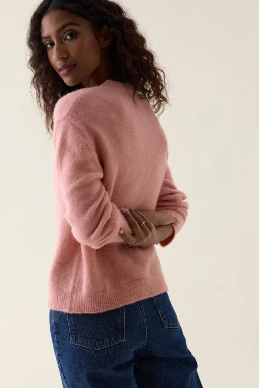 Sidley Pink Crew Neck Cardigan - Image 5