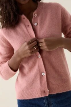 Sidley Pink Crew Neck Cardigan