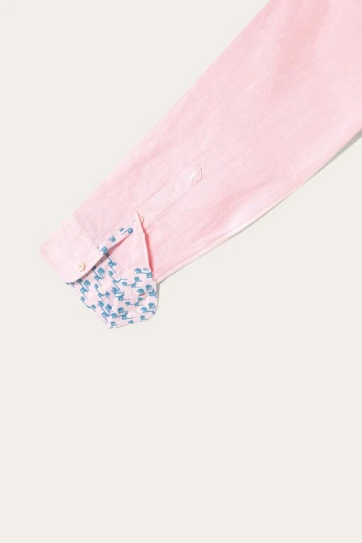 Upton Pink Garment Dye Linen Shirt - Image 10