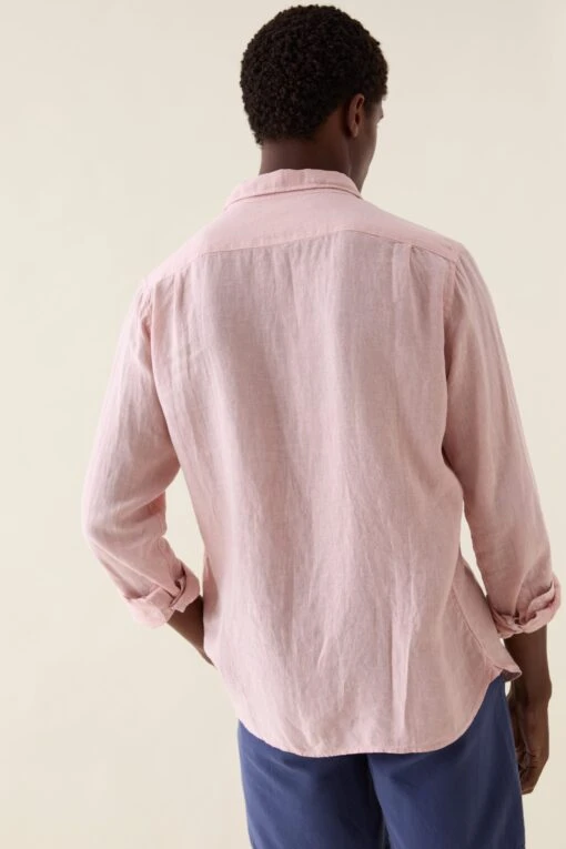 Upton Pink Garment Dye Linen Shirt - Image 7