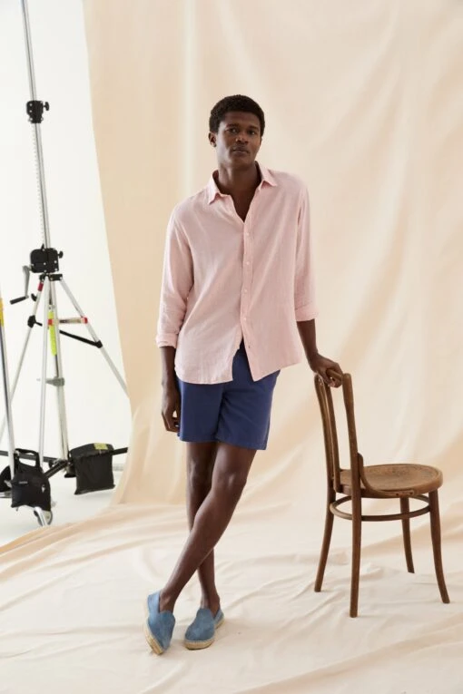 Upton Pink Garment Dye Linen Shirt - Image 5