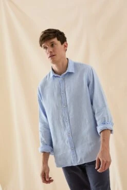 Upton Sky Garment Dye Linen Shirt -Buff Shop Upton Sky Linen Shirt3