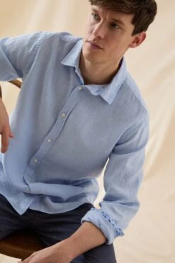 Upton Sky Garment Dye Linen Shirt -Buff Shop Upton Sky Linen Shirt5