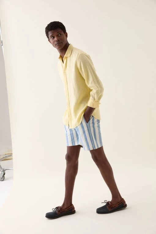 Upton Yellow Garment Dye Linen Shirt - Image 4
