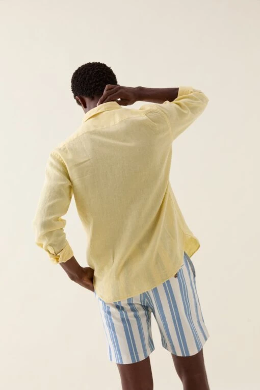 Upton Yellow Garment Dye Linen Shirt - Image 6