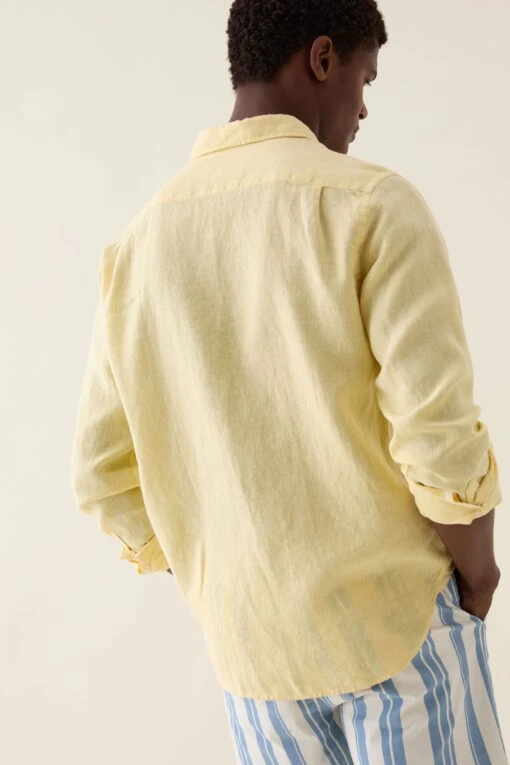 Upton Yellow Garment Dye Linen Shirt - Image 5