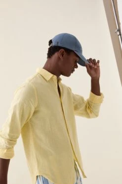 Upton Yellow Garment Dye Linen Shirt -Buff Shop Upton Yellow Linen Shirt6