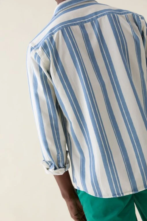 Wadhurst Blue Printed Stripe Shirt - Image 7