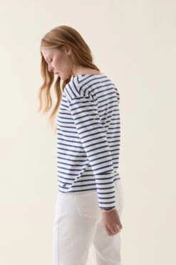 Warlingham Stripe Ruffle Henley Top -Buff Shop Warlingham Stripe Ruffle Henley Top5
