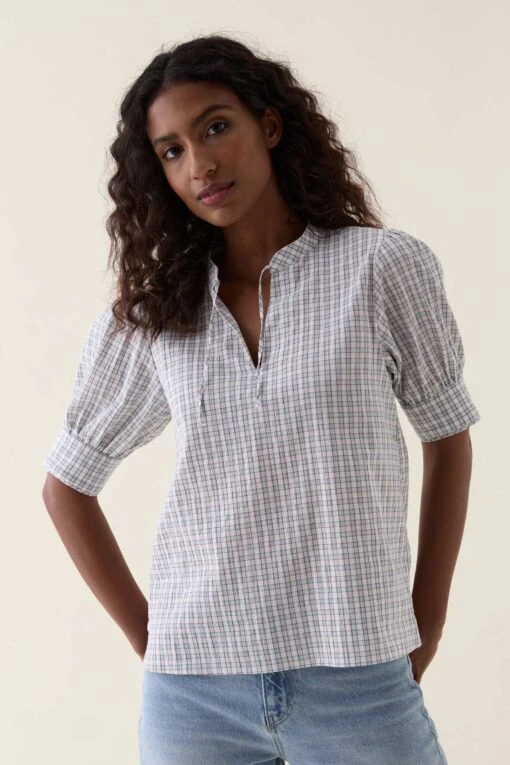 Waverley Gingham Tie Neck Blouse - Image 2