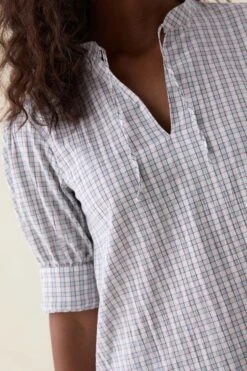 Waverley Gingham Tie Neck Blouse -Buff Shop Waverley Gingham Tie Neck Blouse3