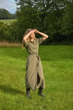 Whiteley Khaki Broderie Dress -Buff Shop Whiteley Khaki Dress