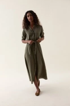 Whiteley Khaki Broderie Dress -Buff Shop Whiteley Khaki Dress1
