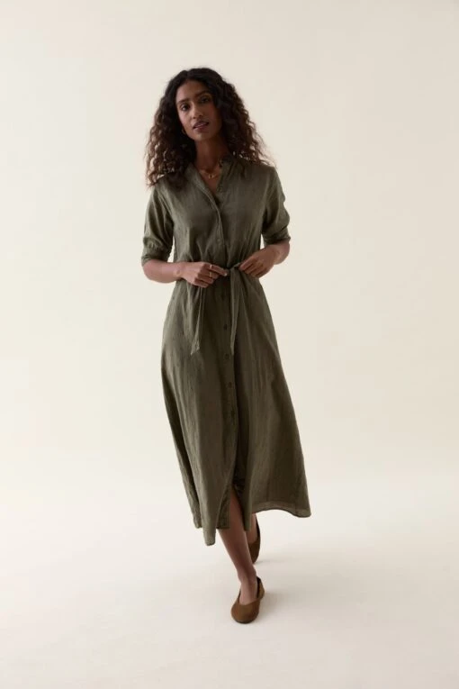 Whiteley Khaki Broderie Dress - Image 4