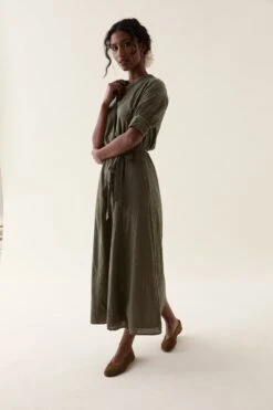 Whiteley Khaki Broderie Dress -Buff Shop Whiteley Khaki Dress2