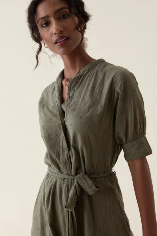 Whiteley Khaki Broderie Dress - Image 2