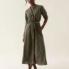 Whiteley Khaki Broderie Dress -Buff Shop Whiteley Khaki Dress4