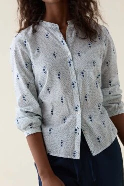 Witley Blues Printed Tie Waist Blouse